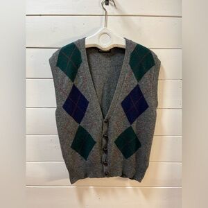 SIMONS Argyle Knit Sweater Vest – Grey – Estimated M/L